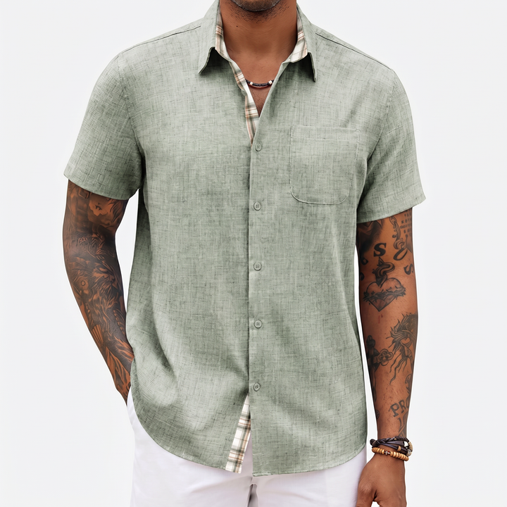 Loose-fitting Solid-color Linen Shirt For Men-Bon Voyage Vintage