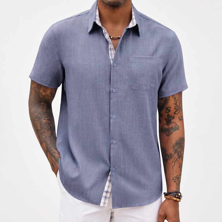 Loose-fitting Solid-color Linen Shirt For Men-Bon Voyage Vintage