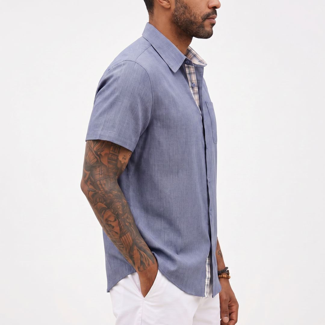 Loose-fitting Solid-color Linen Shirt For Men-Bon Voyage Vintage
