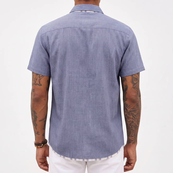 Loose-fitting Solid-color Linen Shirt For Men-Bon Voyage Vintage