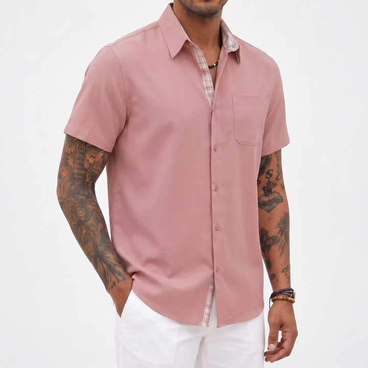 Loose-fitting Solid-color Linen Shirt For Men-Bon Voyage Vintage