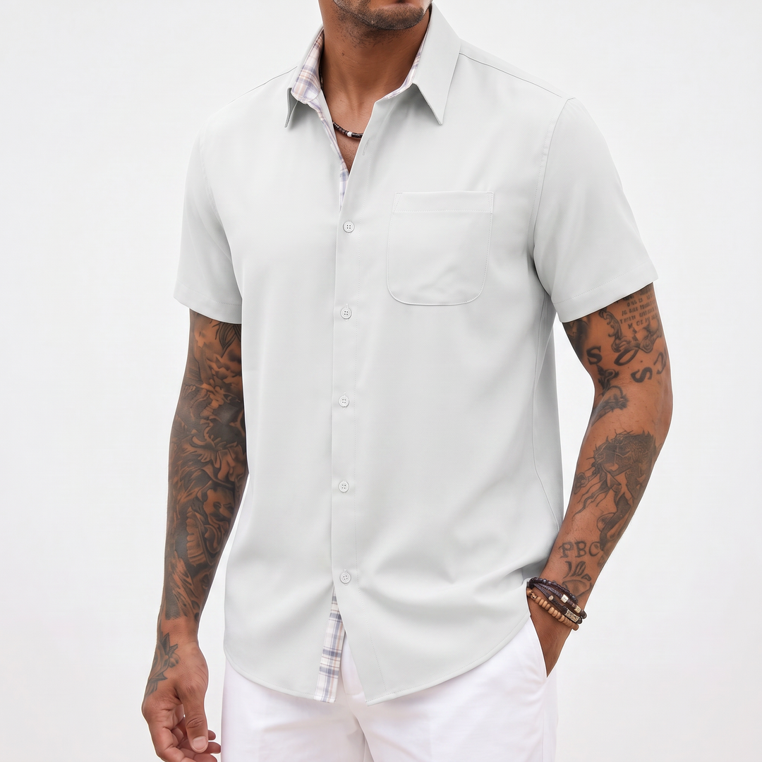 Loose-fitting Solid-color Linen Shirt For Men-Bon Voyage Vintage