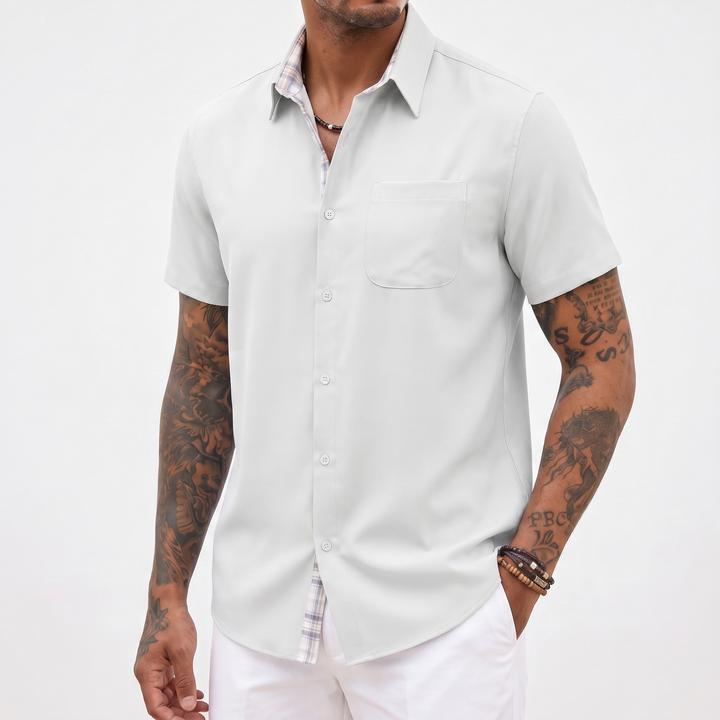 Loose-fitting Solid-color Linen Shirt For Men-Bon Voyage Vintage