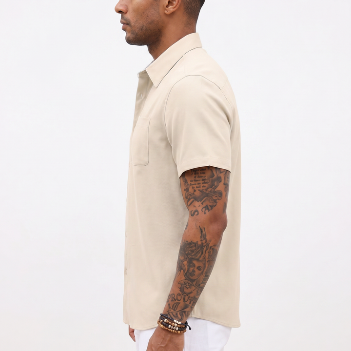 Loose-fitting Solid-color Linen Shirt For Men-Bon Voyage Vintage