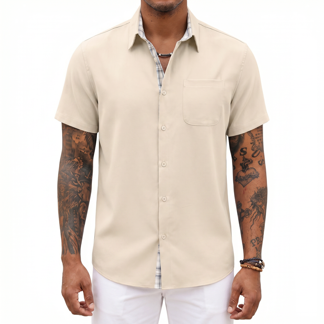 Loose-fitting Solid-color Linen Shirt For Men-Bon Voyage Vintage