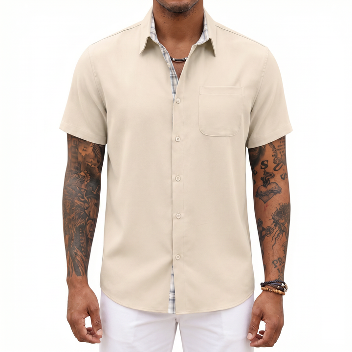 Loose-fitting Solid-color Linen Shirt For Men-Bon Voyage Vintage