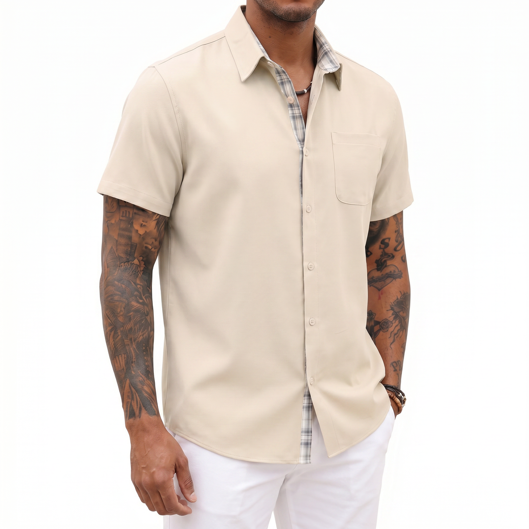 Loose-fitting Solid-color Linen Shirt For Men-Bon Voyage Vintage