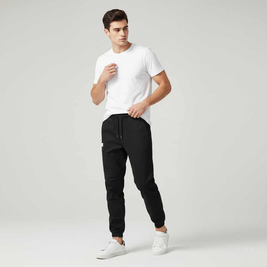 Men’s Autumn Polyester Pants Slim Fit Casual Fall Trousers-Bon Voyage Vintage