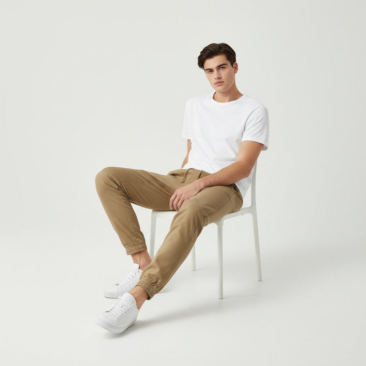 Men’s Autumn Polyester Pants Slim Fit Casual Fall Trousers-Bon Voyage Vintage