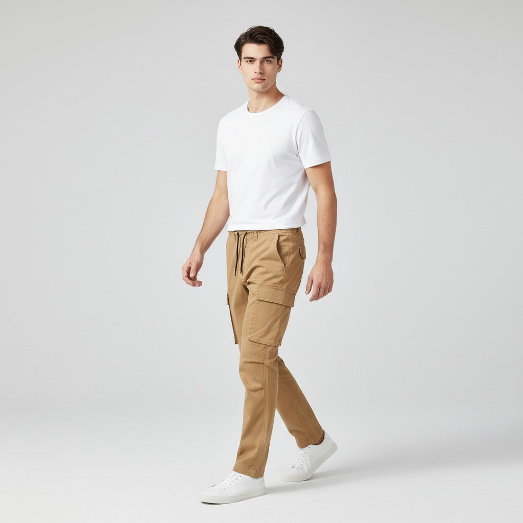 Men’s Cargo Pants Cotton Blend Relaxed Fit Multi-Pocket Trousers-Bon Voyage Vintage