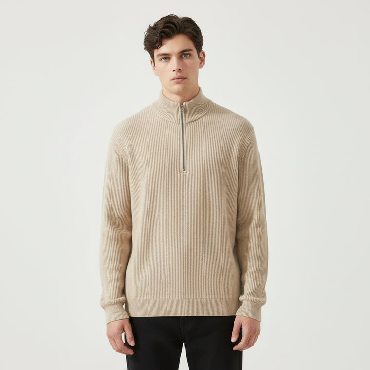 Men’s Casual Long Sleeve Polo Shirt with Zipper Stand Collar-Bon Voyage Vintage