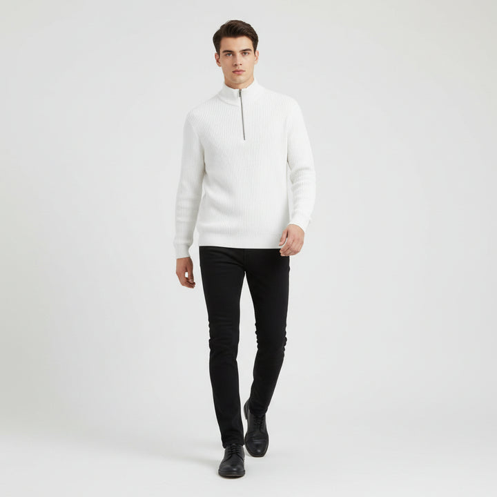 Men’s Casual Long Sleeve Polo Shirt with Zipper Stand Collar-Bon Voyage Vintage