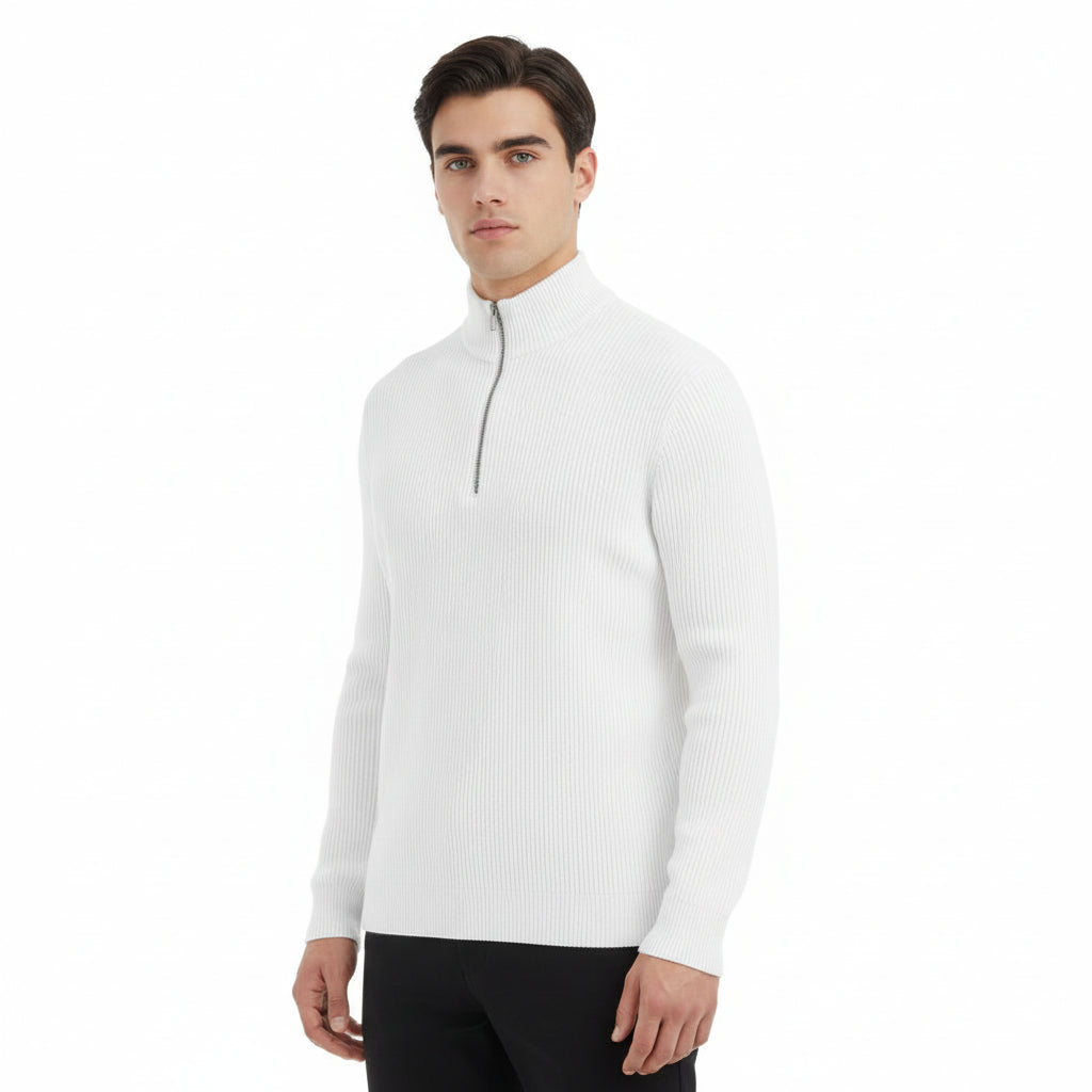 Men’s Casual Long Sleeve Polo Shirt with Zipper Stand Collar-Bon Voyage Vintage