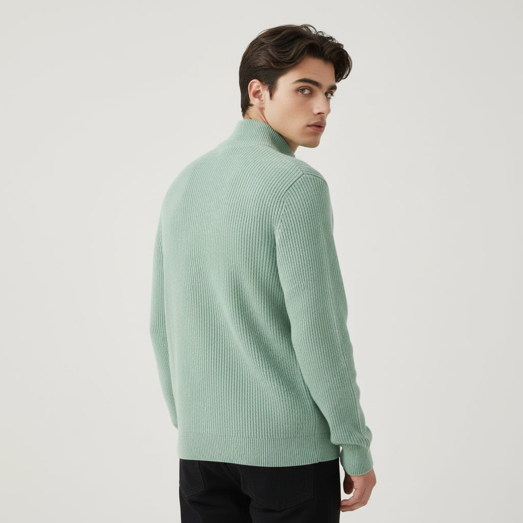 Men’s Casual Long Sleeve Polo Shirt with Zipper Stand Collar-Bon Voyage Vintage