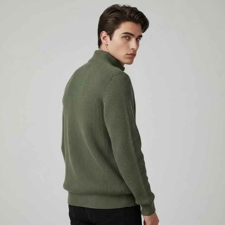 Men’s Casual Long Sleeve Polo Shirt with Zipper Stand Collar-Bon Voyage Vintage