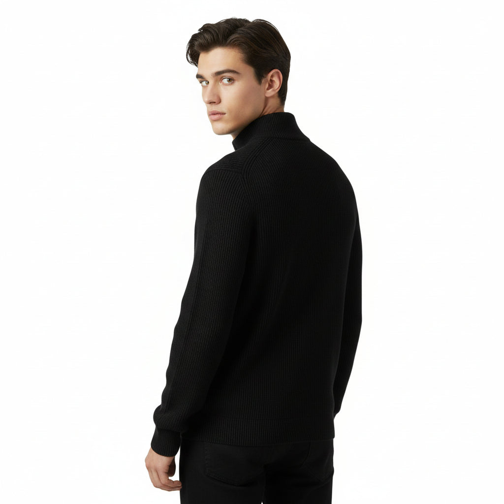 Men’s Casual Long Sleeve Polo Shirt with Zipper Stand Collar-Bon Voyage Vintage