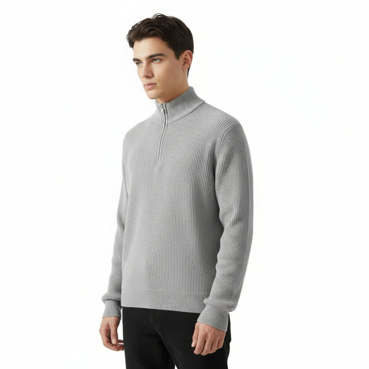 Men’s Casual Long Sleeve Polo Shirt with Zipper Stand Collar-Bon Voyage Vintage