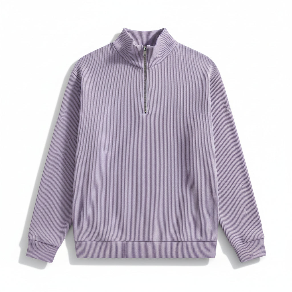 Men’s Casual Long Sleeve Polo Shirt with Zipper Stand Collar-Bon Voyage Vintage