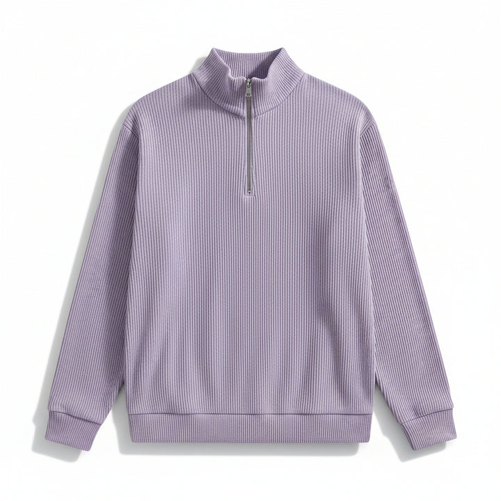Men’s Casual Long Sleeve Polo Shirt with Zipper Stand Collar-Bon Voyage Vintage