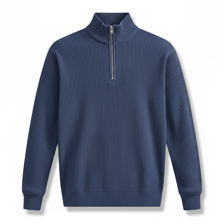 Men’s Casual Long Sleeve Polo Shirt with Zipper Stand Collar-Bon Voyage Vintage