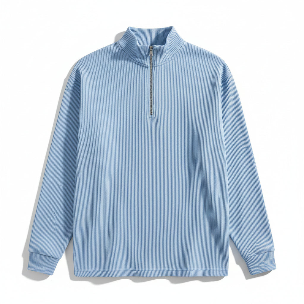 Men’s Casual Long Sleeve Polo Shirt with Zipper Stand Collar-Bon Voyage Vintage