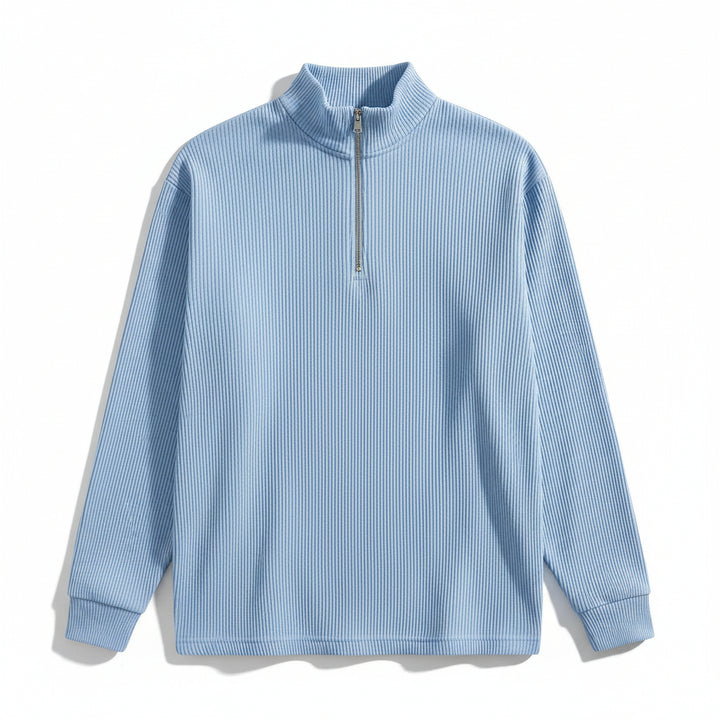 Men’s Casual Long Sleeve Polo Shirt with Zipper Stand Collar-Bon Voyage Vintage