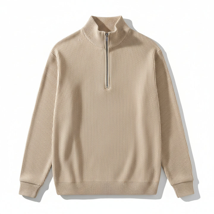Men’s Casual Long Sleeve Polo Shirt with Zipper Stand Collar-Bon Voyage Vintage