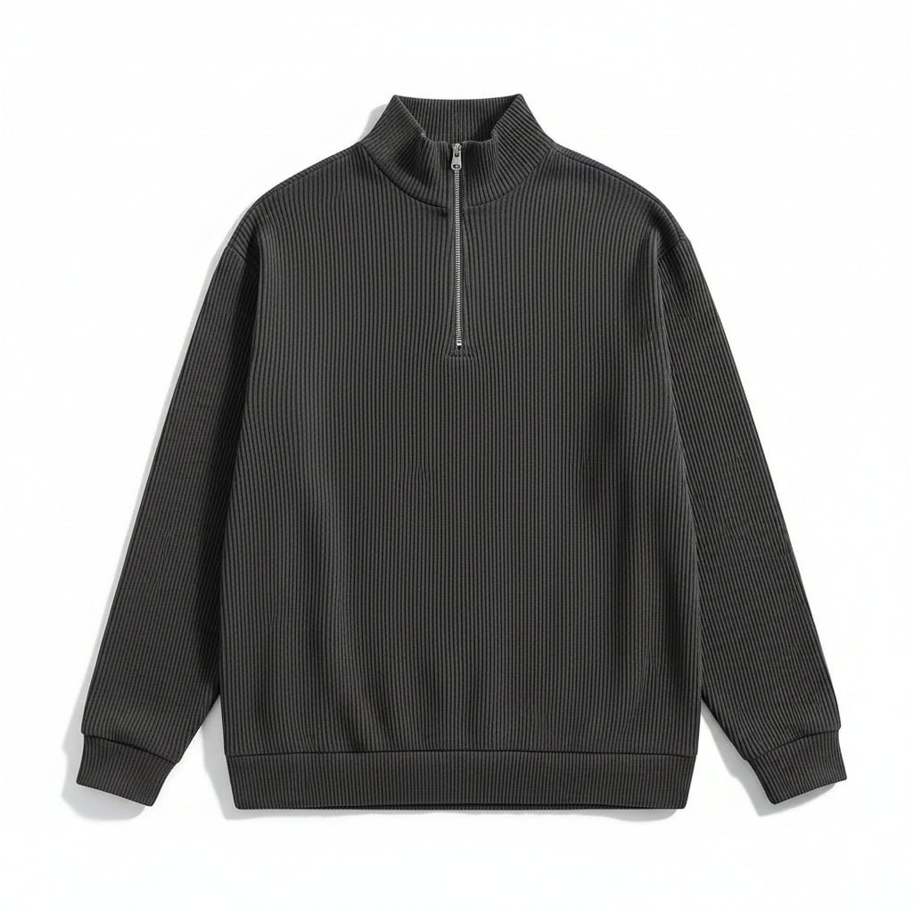 Men’s Casual Long Sleeve Polo Shirt with Zipper Stand Collar-Bon Voyage Vintage