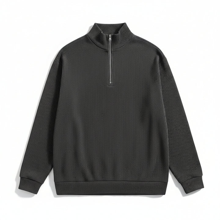 Men’s Casual Long Sleeve Polo Shirt with Zipper Stand Collar-Bon Voyage Vintage