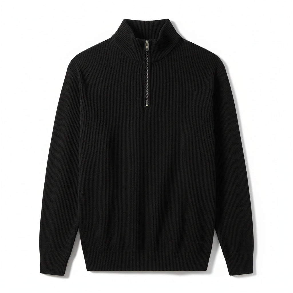 Men’s Casual Long Sleeve Polo Shirt with Zipper Stand Collar-Bon Voyage Vintage