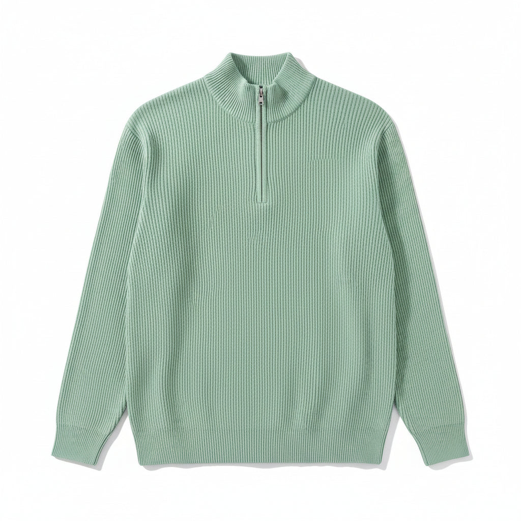 Men’s Casual Long Sleeve Polo Shirt with Zipper Stand Collar-Bon Voyage Vintage