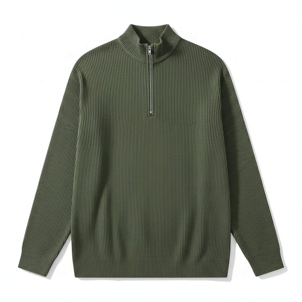 Men’s Casual Long Sleeve Polo Shirt with Zipper Stand Collar-Bon Voyage Vintage