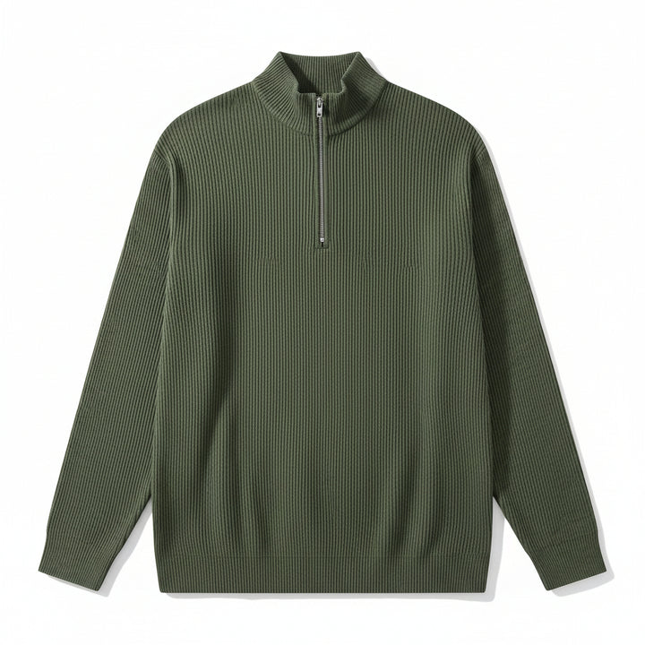 Men’s Casual Long Sleeve Polo Shirt with Zipper Stand Collar-Bon Voyage Vintage