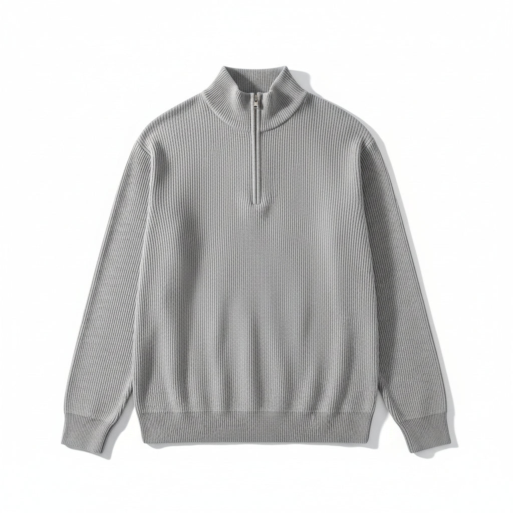 Men’s Casual Long Sleeve Polo Shirt with Zipper Stand Collar-Bon Voyage Vintage