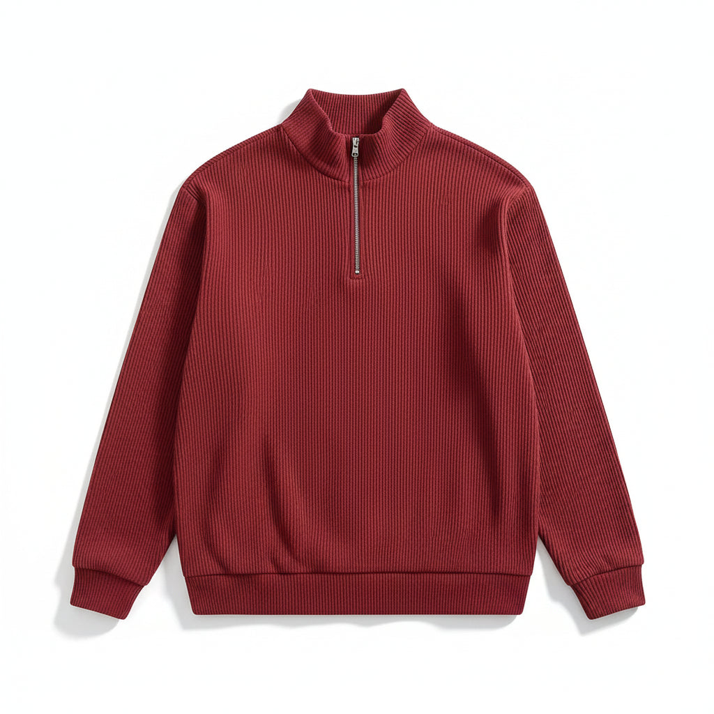 Men’s Casual Long Sleeve Polo Shirt with Zipper Stand Collar-Bon Voyage Vintage