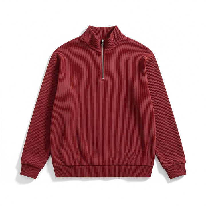 Men’s Casual Long Sleeve Polo Shirt with Zipper Stand Collar-Bon Voyage Vintage