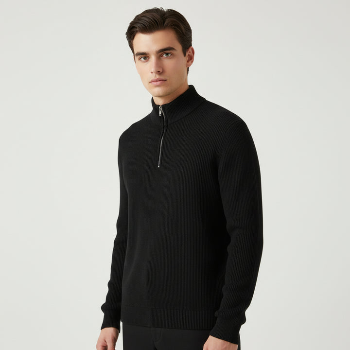 Men’s Casual Long Sleeve Polo Shirt with Zipper Stand Collar-Bon Voyage Vintage