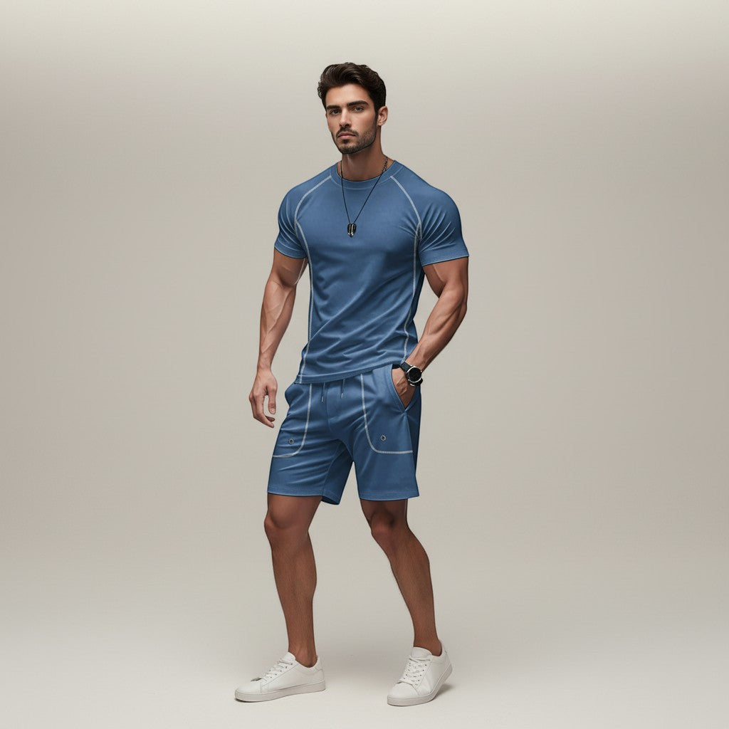 Men's Casual Minimalist Short Sleeve Shorts Suit-Bon Voyage Vintage