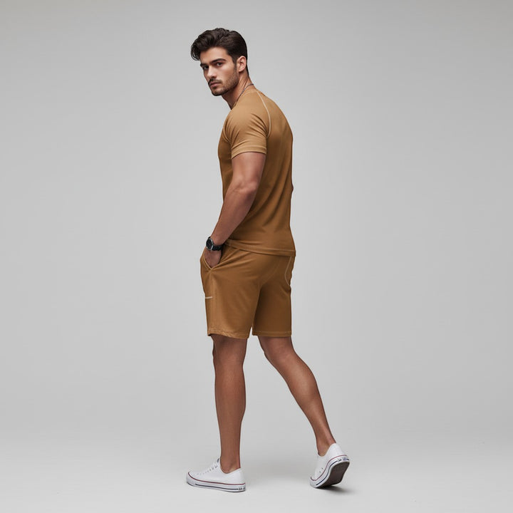 Men's Casual Minimalist Short Sleeve Shorts Suit-Bon Voyage Vintage