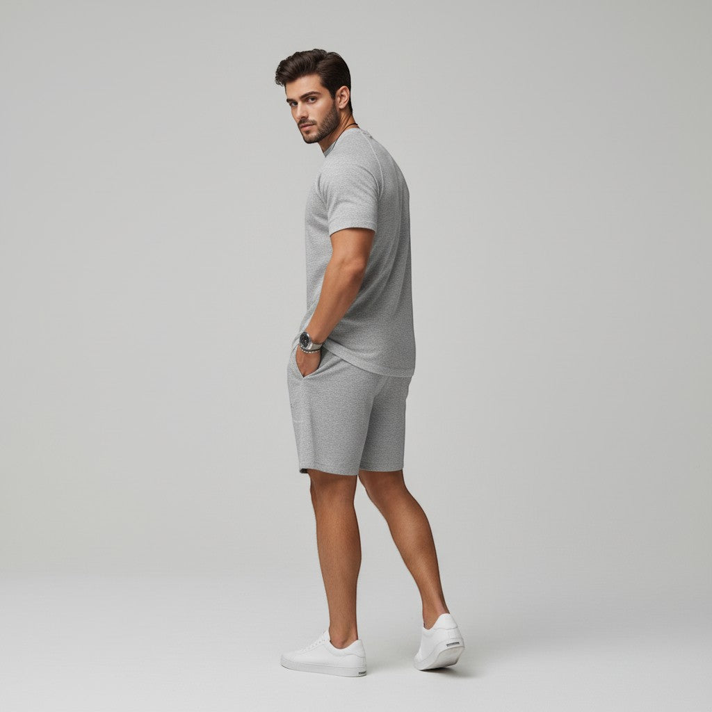 Men's Casual Minimalist Short Sleeve Shorts Suit-Bon Voyage Vintage