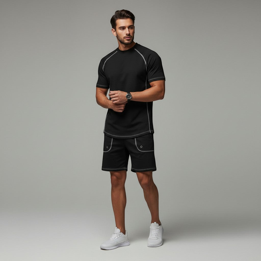 Men's Casual Minimalist Short Sleeve Shorts Suit-Bon Voyage Vintage