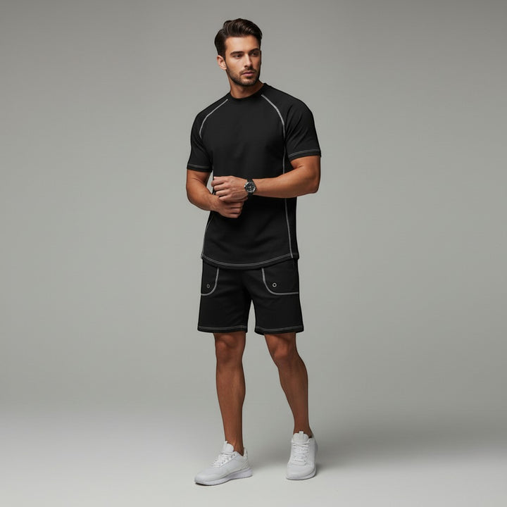 Men's Casual Minimalist Short Sleeve Shorts Suit-Bon Voyage Vintage