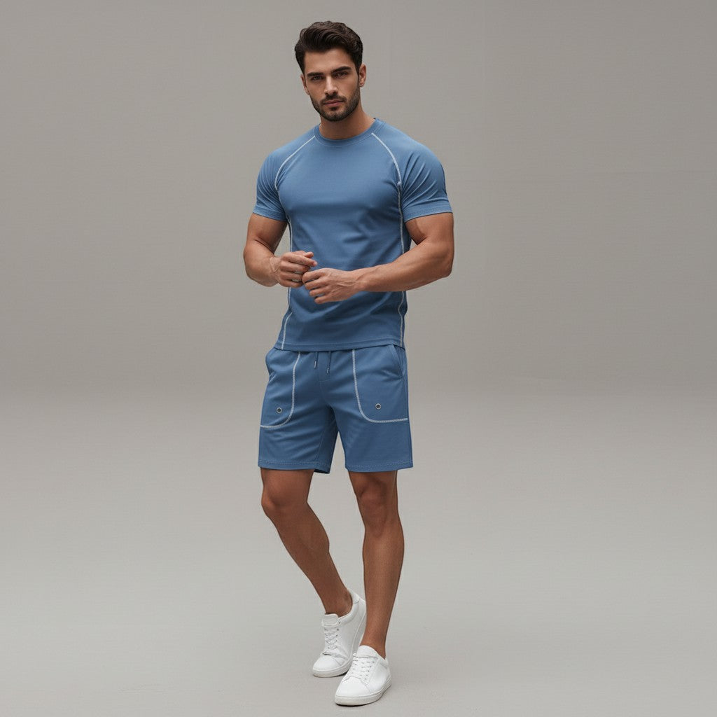 Men's Casual Minimalist Short Sleeve Shorts Suit-Bon Voyage Vintage