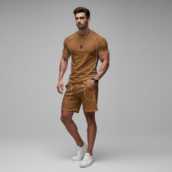 Men's Casual Minimalist Short Sleeve Shorts Suit-Bon Voyage Vintage