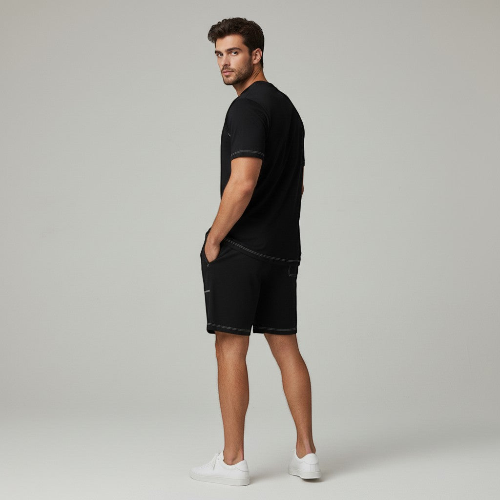 Men's Casual Minimalist Short Sleeve Shorts Suit-Bon Voyage Vintage