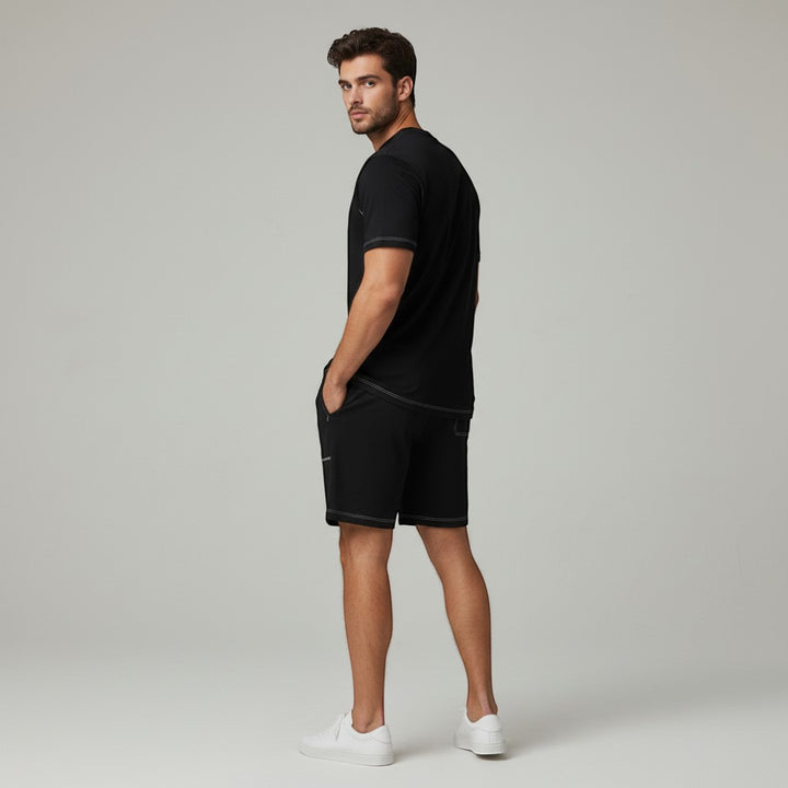 Men's Casual Minimalist Short Sleeve Shorts Suit-Bon Voyage Vintage