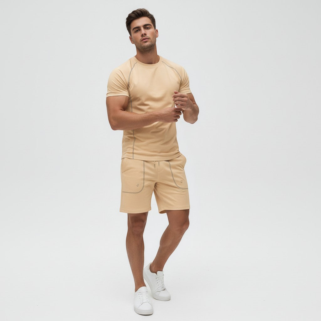 Men's Casual Minimalist Short Sleeve Shorts Suit-Bon Voyage Vintage