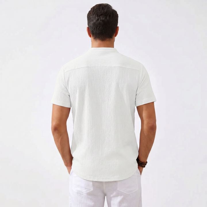 Men's Casual Striped Henley Shirt-Bon Voyage Vintage