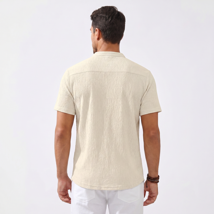 Men's Casual Striped Henley Shirt-Bon Voyage Vintage