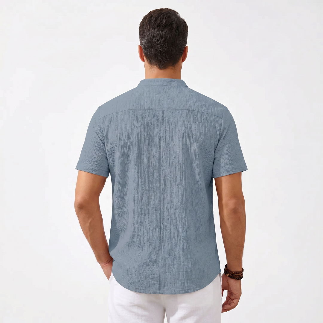 Men's Casual Striped Henley Shirt-Bon Voyage Vintage